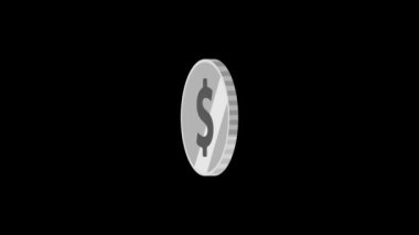 Abstract silver dollar icon isolated on black background animation. Vd_1294