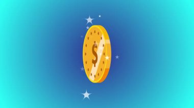 Abstract golden dollar icon isolated on gradient colorful background animation. Vd_1305