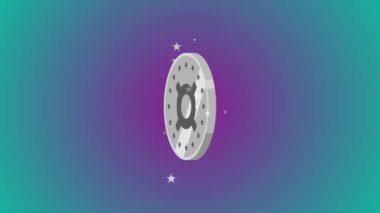 Realistic current currency coin icon isolated on blue background animation. Vd_1314