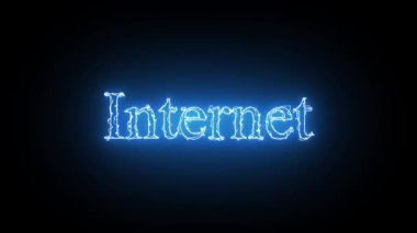 Siyah üzerine izole edilmiş soyut mavi renk İnternet metin canlandırması.