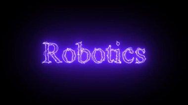 Siyah arkaplanda soyut mavi renkli neon robot metin canlandırması izole edildi.