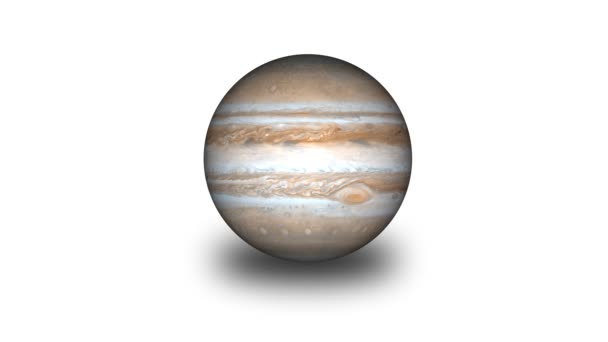 木星的详细图像 显示其旋转的云彩和大红斑 — 图库视频影像