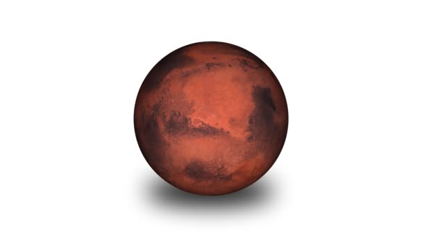 Realistické Zobrazení Planety Mars Izolované Bílém Pozadí Zobrazující Její Načervenalý — Stock video
