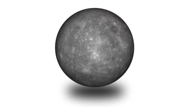 Zonnestelsel Mercurius Geïsoleerde Planeet Witte Achtergrond Vd_1266 — Stockvideo