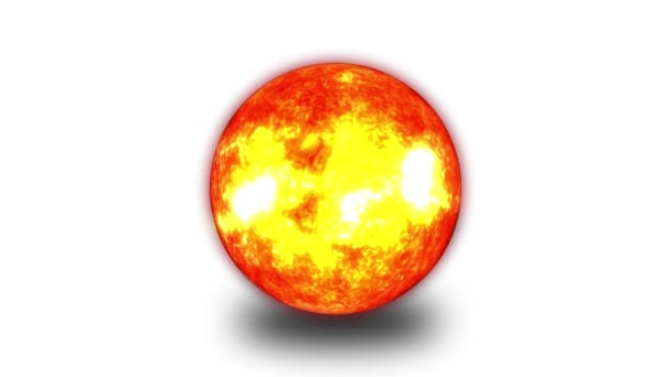 Ilustracja Jasnego Świecącego Słońca Intensywnych Barwach Żółtym Pomarańczowym Wyizolowanego Białym — Wideo stockowe
