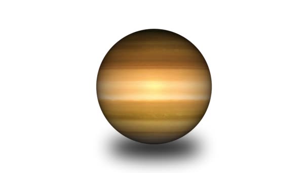 Saturno Saturno Planeta Girando Isolado Fundo Branco Vd_1268 — Vídeo de Stock