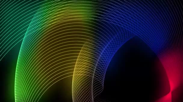 黒い背景に緑 赤の曲線でカラフルな抽象的なデジタル背景 — ストック動画