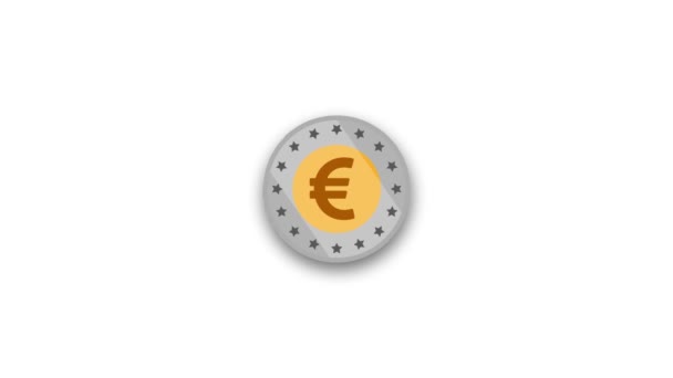 白い背景に隔離された中央にドル記号が付いたユーロ硬貨のイラスト — ストック動画