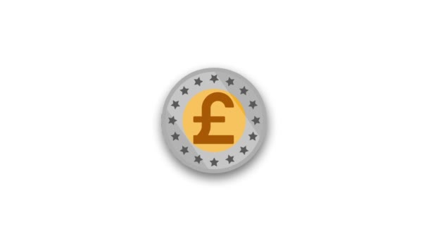 Круглий Знак Символом Британського Фунта Оточеним Зірками Білому Тлі — стокове відео