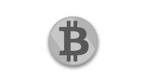 Bitcoin Srebrnej Pętli Animacji Izolowane Białym Tle Nazwa Handlowa — Wideo stockowe