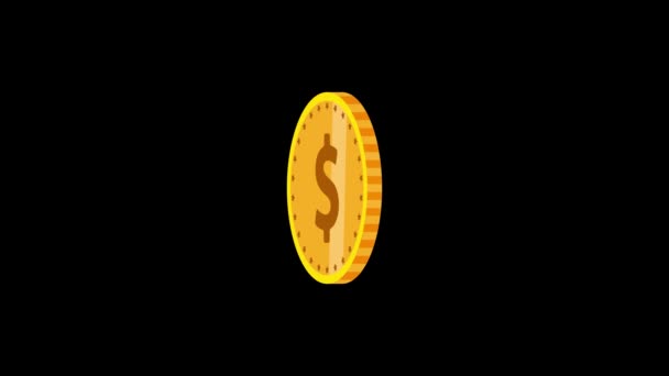 Abstract Golden Dollar Icon Isolated Black Background Animation Vd_1293 — Vídeo de stock