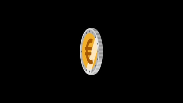 Realistic Euro Coin Icon Isolated Black Background Animation Vd_1296 — Stockvideo