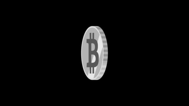 Bitcoin Silver Loop Animation Isolated Black Background Vd_1302 — Stok video