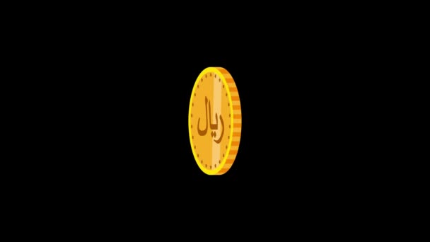 Rial Silver Coin Loop Animation Isolated Black Background Rial Golden — Wideo stockowe