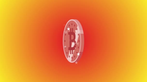 Bitcoin Loop Animation Isolated Orange Background Vd_1315 — Stok video