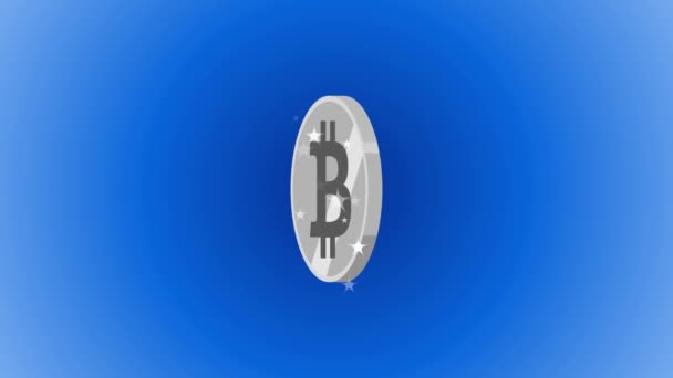 Realistic Bitcoin Loop Animation Isolated Blue Background Vd_1316 — Wideo stockowe