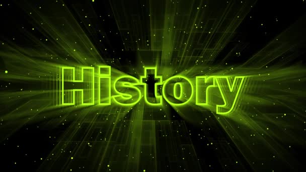 Green Color Futuristic History Icon Concept Motion Line Animated Background — Stockvideo