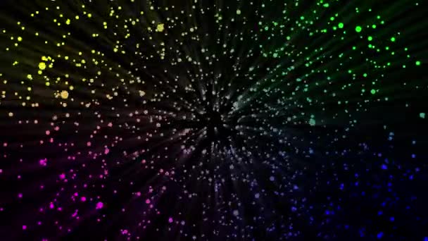 Αφηρημένα Πολύχρωμα Σωματίδια Που Ρέουν Σωματίδια Που Λάμπουν Και Ρέουν — Αρχείο Βίντεο