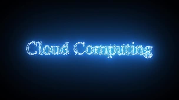 Αφηρημένο Μπλε Χρώμα Ηλεκτρικό Cloud Computing Κείμενο Animation Μαύρο Φόντο — Αρχείο Βίντεο