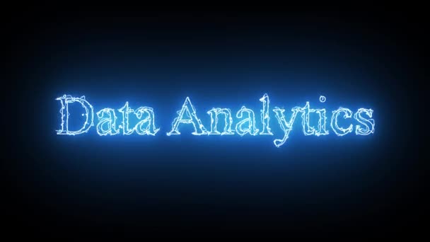 Blå Färg Animerade Data Analytics Text Med Blixtnedslag Effekt Isolerad — Stockvideo