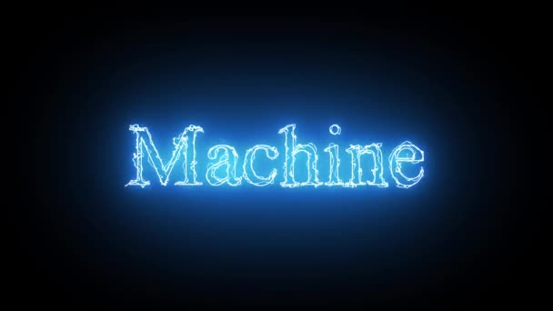 Soyut Mavi Renk Neon Parıldayan Makine Metin Animasyonu Siyah Arkaplan — Stok video