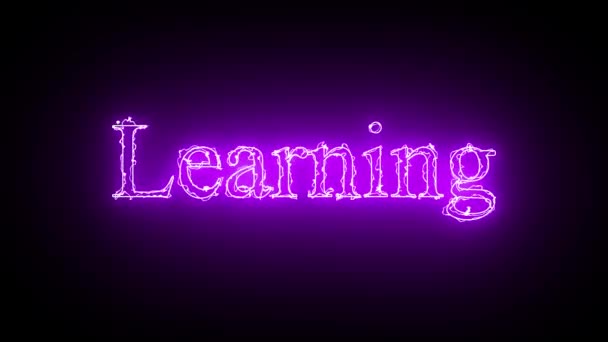 Cor Rosa Neon Brilhante Aprendendo Animação Texto Isolado Fundo Preto — Vídeo de Stock