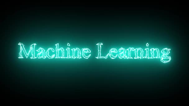 Abstract Cyan Color Neon Glowing Machine Learning Animação Texto Com — Vídeo de Stock