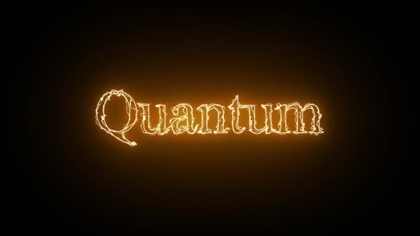 Animerad Quantum Text Med Röd Brand Effekt Isolerad Svart Bakgrund — Stockvideo