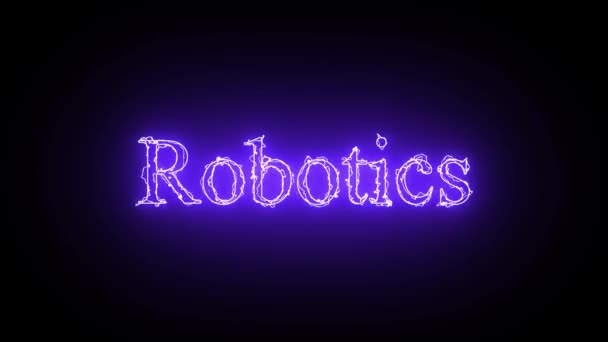 Абстрактно Синий Цвет Неоновой Анимации Текста Robotics Выделен Чёрном Фоне — стоковое видео