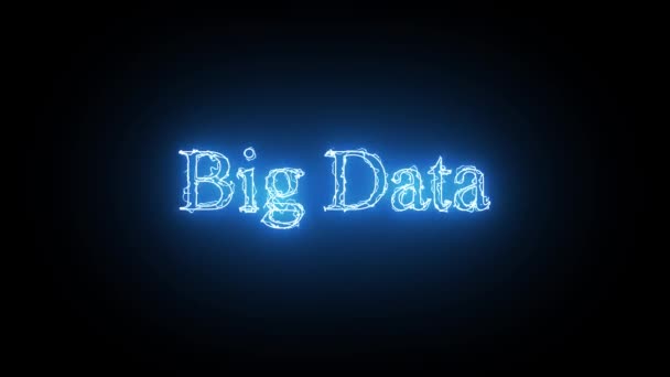 Μπλε Χρώμα Αφηρημένο Νέον Χρώμα Λαμπερό Big Data Κείμενο Animation — Αρχείο Βίντεο
