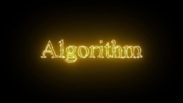 Abstrakt Neon Glödande Orange Färg Algoritm Animerad Text Isolerad Svart — Stockvideo