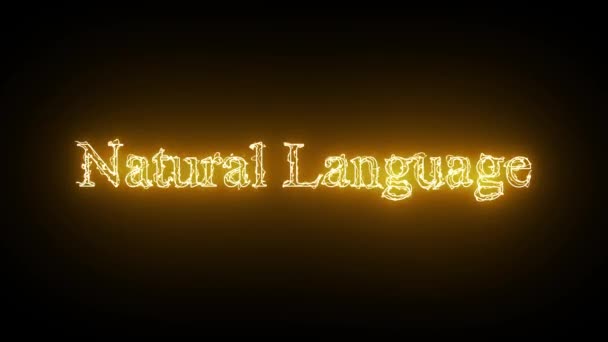 Leuchtend Gelber Text Mit Der Aufschrift Natürliche Sprache Auf Dunklem — Stockvideo