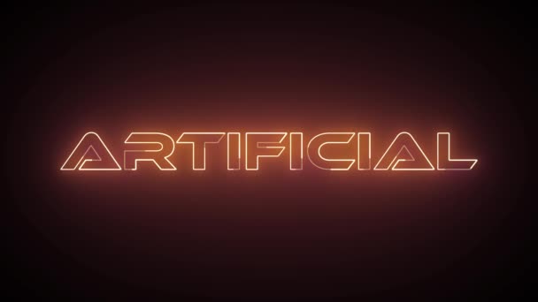 Astratto Neon Incandescente Animazione Testo Artificiale Isolato Sfondo Nero — Video Stock