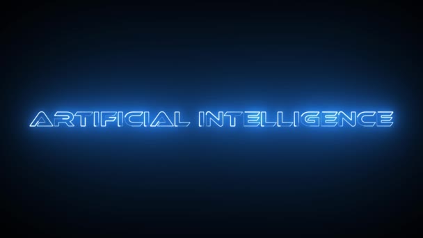 Color Azul Neón Brillante Inteligencia Artificial Texto Animado Sobre Fondo — Vídeos de Stock