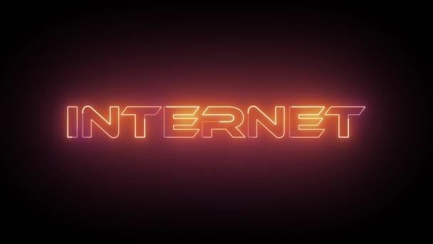 Vermelho Neon Cor Brilhante Internet Animação Texto Fundo Preto — Vídeo de Stock