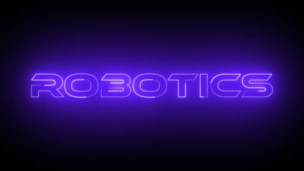 Kék Színű Absztrakt Neon Izzó Robotika Szöveg Animáció Fekete Háttér — Stock videók