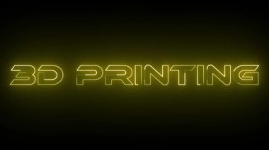 Siyah arkaplanda izole edilmiş soyut neon parlayan yeşil renk 3D yazdırma metin animasyonu.