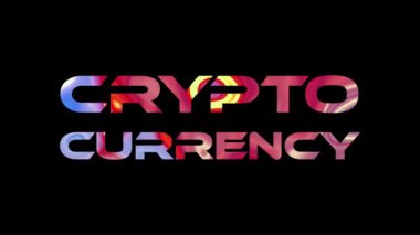 Soyut renkli Kripto Para Birimi metin animasyonu. Siyahla ilgili animasyon teknolojisi kelimesi. Vd_1522