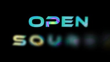 Soyut renkli Açık Kaynak metin canlandırması. Siyahla ilgili animasyon teknolojisi kelimesi. Vd_1533