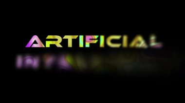 Soyut renkli yapay zeka metin animasyonu. Siyahla ilgili animasyon teknolojisi kelimesi. Vd_1560