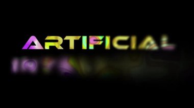 Soyut renkli yapay animatör metin animasyonu. Siyahla ilgili animasyon teknolojisi kelimesi. Vd_1576