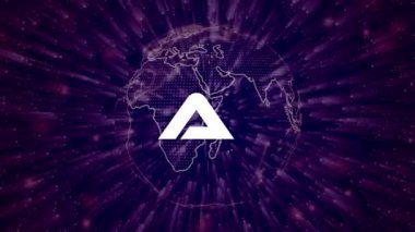 Si-fi parçacıkları arkaplanındaki logotype yapay zeka metin konsepti. Nokta parçacıkları animasyonu. Vd_1680