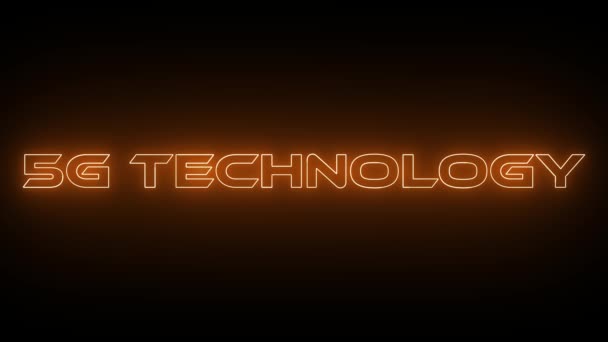 Neon Brilhando Abstrato Tecnologia Animação Texto Sobre Fundo Preto — Vídeo de Stock