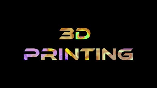 Colorful Printing Text Animation Black Background Technology Liquifying Animated Text — Stock Video