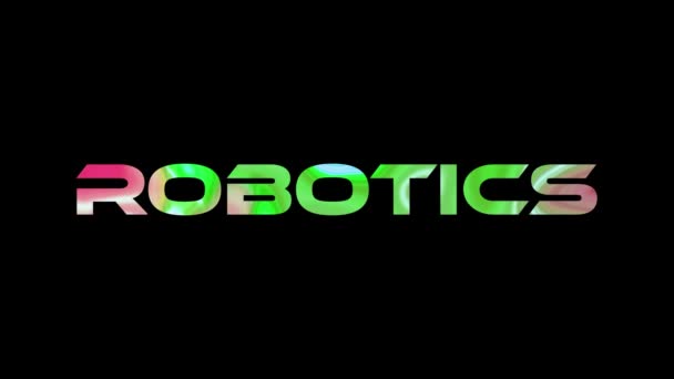 Robótica Colorida Animação Texto Fundo Preto Tecnologia Liquidificante Texto Animado — Vídeo de Stock