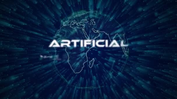 Conceito Texto Inteligência Artificial Sobre Fundo Partículas Animação Partículas Pontos — Vídeo de Stock