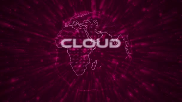 Cloud Computing Text Concept Particles Background Inglês Animação Partículas Pontos — Vídeo de Stock