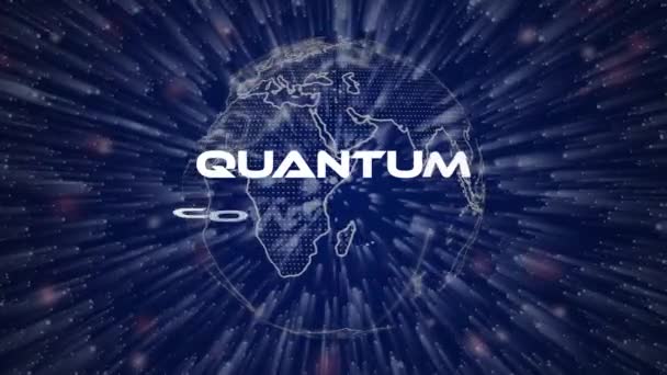 Konsep Teks Komputasi Kuantum Pada Latar Belakang Partikel Animasi Partikel — Stok Video