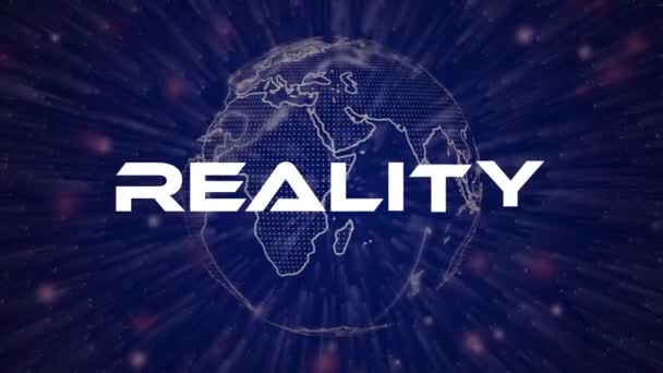 Reality Text Konzept Auf Partikeln Hintergrund Animation Von Dotpartikeln Vd_1610 — Stockvideo