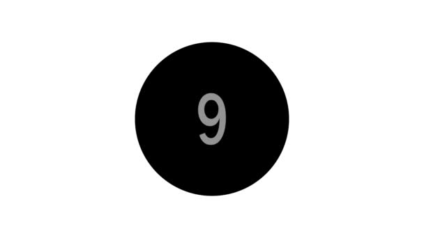 Black Circle Number Counting Animated White Background — Stock Video